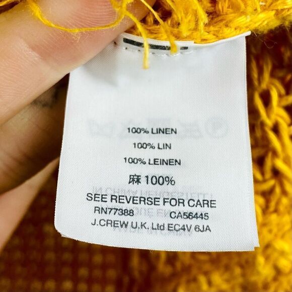 J Crew Short Sleeve Fringe Hem Knit Top Mustard/Gold S - Picture 6 of 9